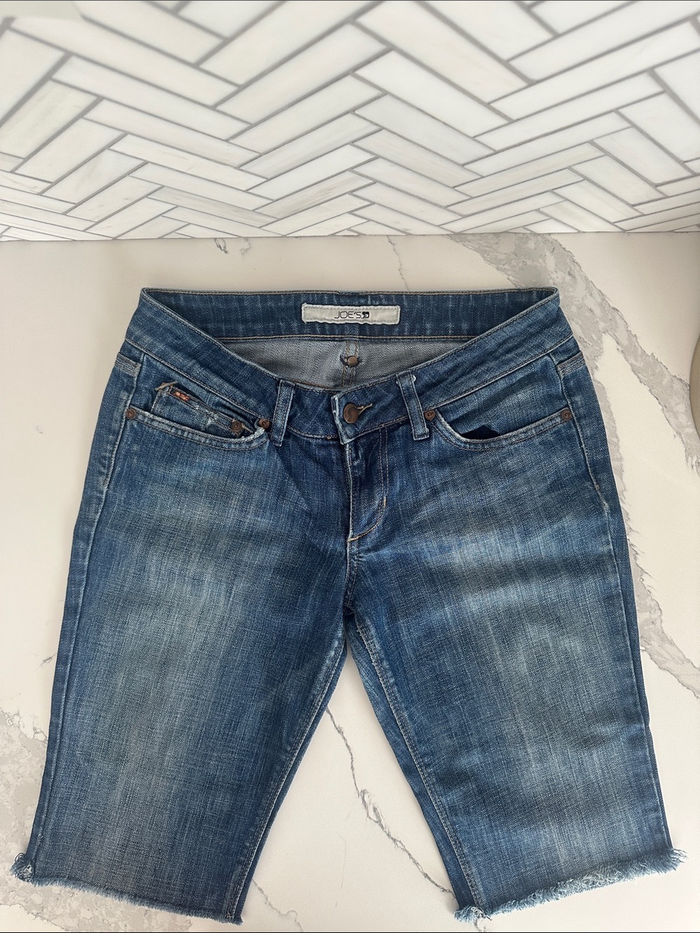 Joe's Jeans Medium Blue Denim Cropped Bermuda Shorts